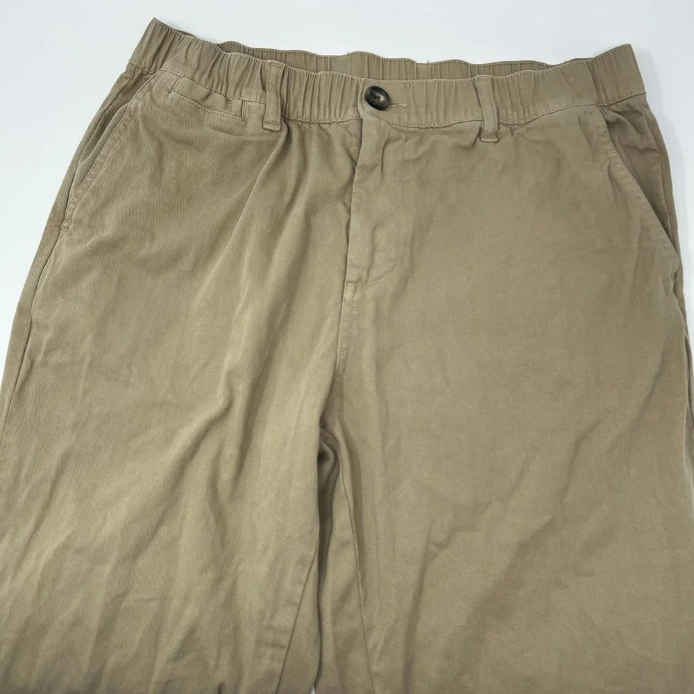 Core USA Mens Khaki Chino Straight Leg Pants‎ Elastic Waist Tan Size 32x30